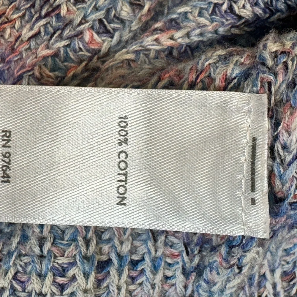 J Jill Easy Dropped Shoulder Sweater Blue Jasper Cotton V Neck 3/4 Sleeve